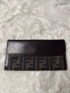 Fendi Black and Brown Zucca Folded Wallet
